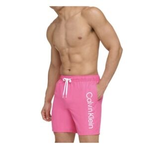 Men's Calvin Klein Summer Swim Trunks Pink‎ Lined Shorts Size XXL